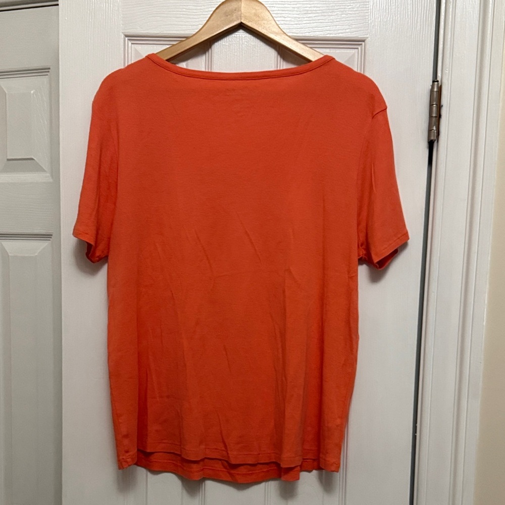 Chico's Vibrant Orange (Salmon pinkish) Short Sleeve Tee - Picture 2 of 2